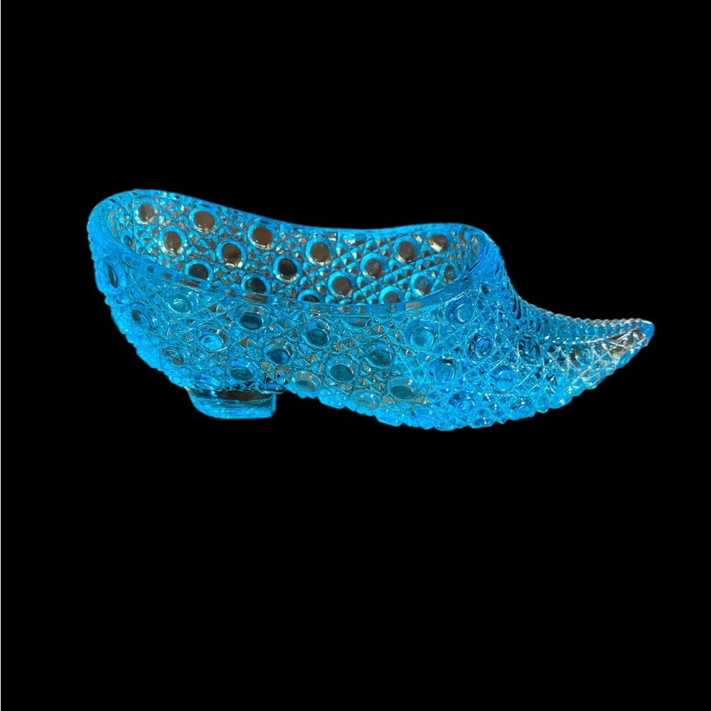 Bryce Bros 1880s Blue Turquoise Cane Glass Slipper Shoe EAPG Antique MINT - Picture 2 of 6